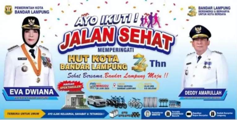 200 Ribu Orang Berebut Rumah! Jalan Sehat HUT Bandar Lampung Siapkan Mobil & Motor