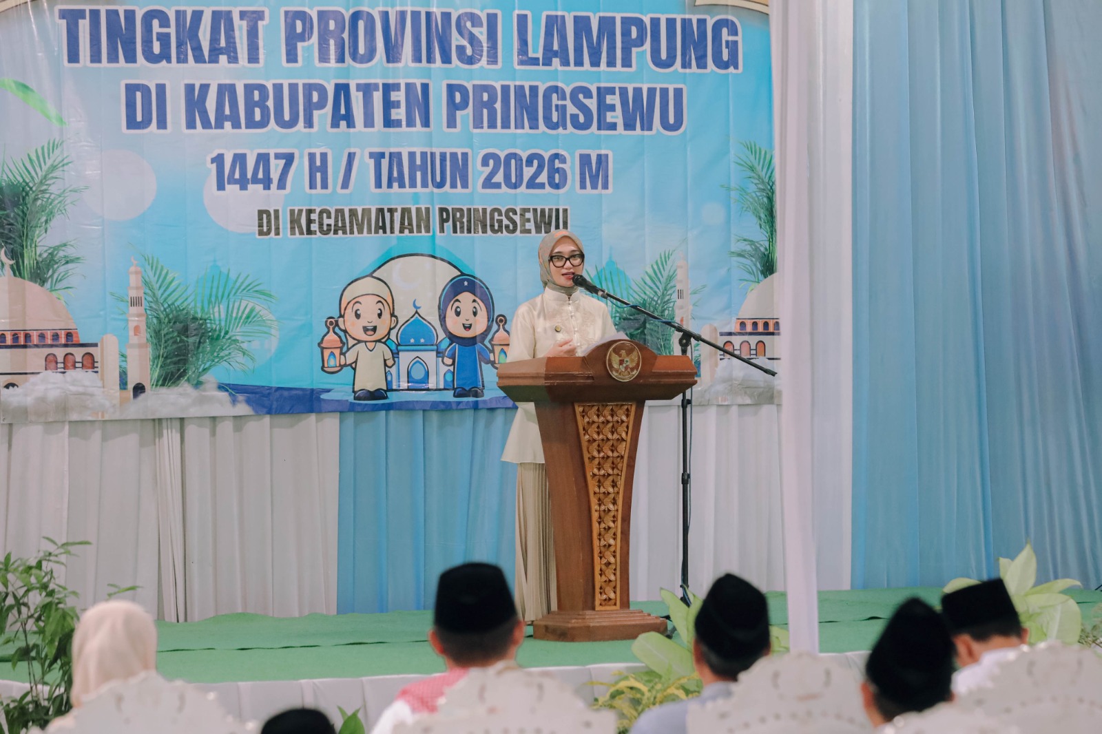 Pemprov Lampung Gelar Bazar Pasar Murah Dan Salurkan Bantuan Dalam Rangkaian Safari Ramadan 1447 Hijriah Di Kabupaten Pringsewu